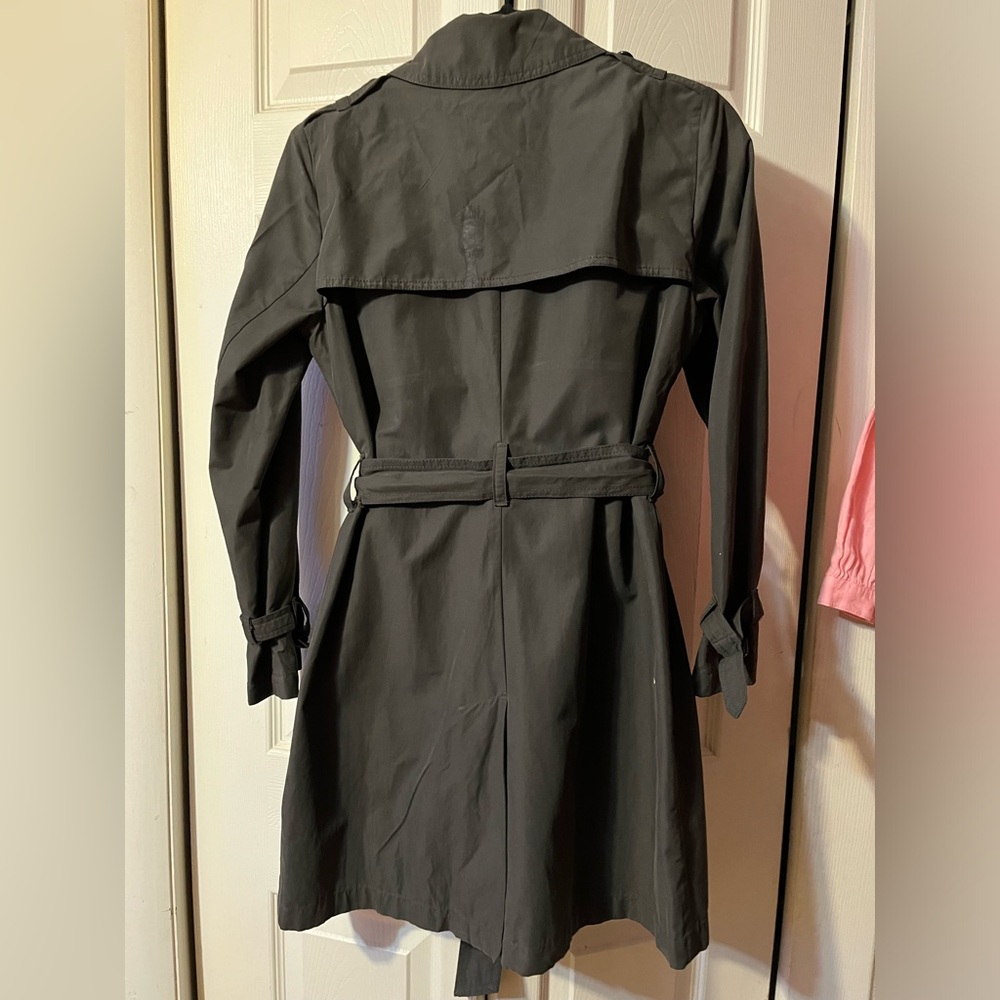 Gap Women’s Short Trench Coat. Classic Style Button Belt Green Size Small - Picture 6 of 13